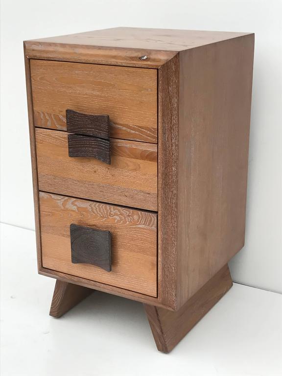 Pair of MidCentury Modern Cerused Oak Nightstands or End Tables at 1stDibs