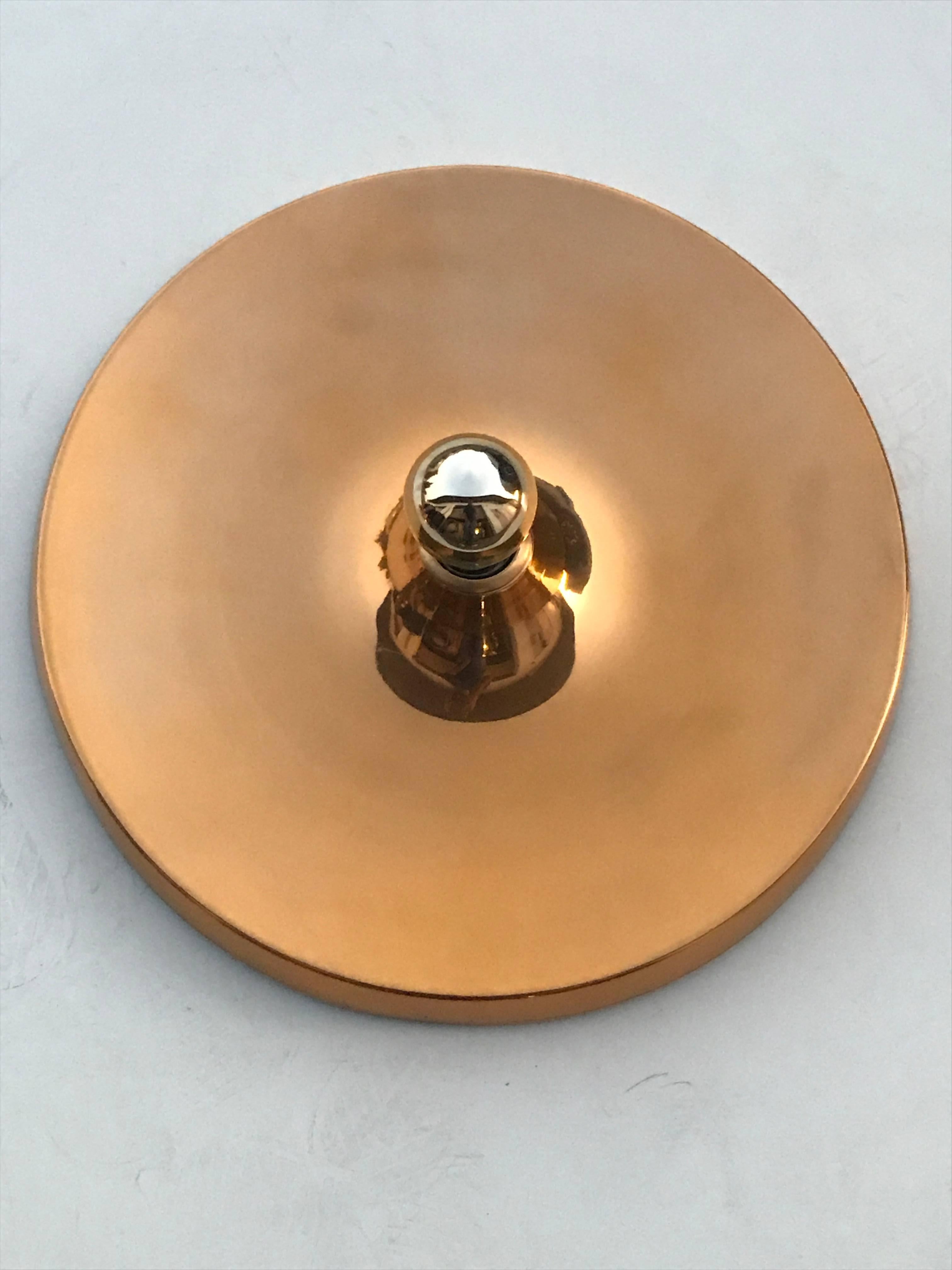 Mid-20th Century German Flush Mount Aluminium Disk Lights in Anodized Gold