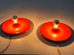 German Fire Red Disk Flush Mount Lights