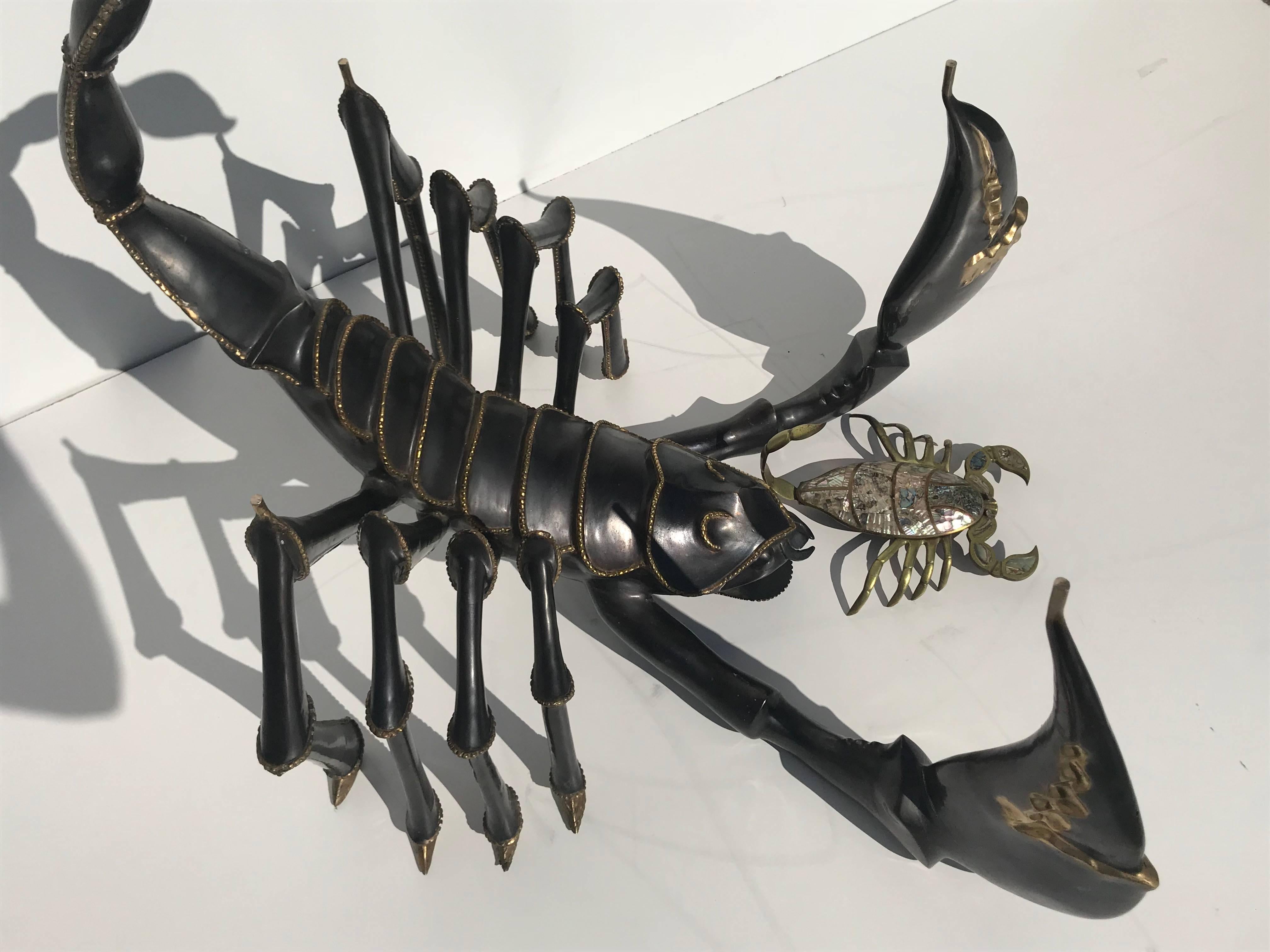 Late 20th Century Bronze Scorpion Coffee Table Attributed to Jacques Duval Brasseur
