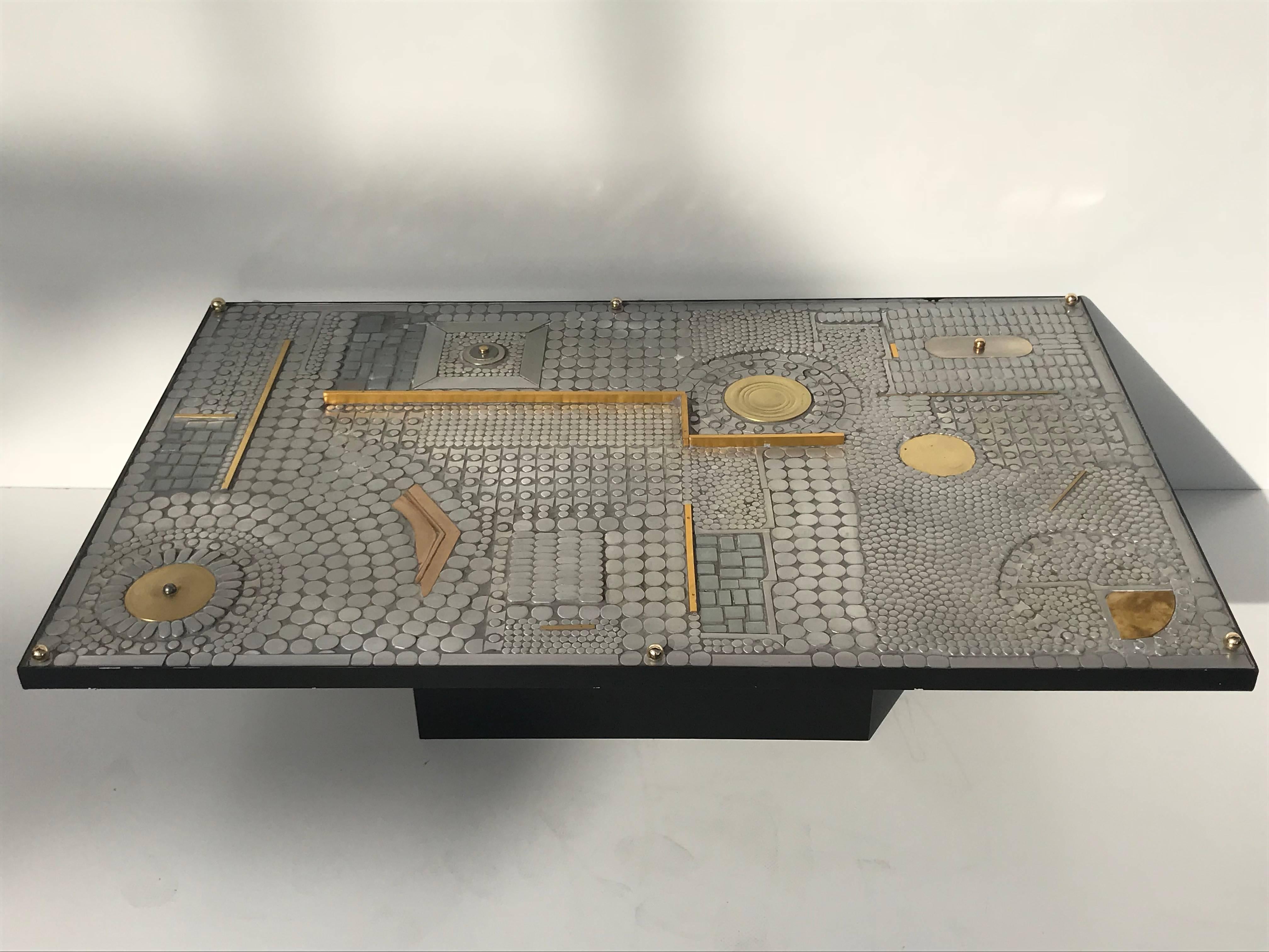 Mosaic Brutalist Coffee Table or Wall Sculpture In Excellent Condition In North Hollywood, CA