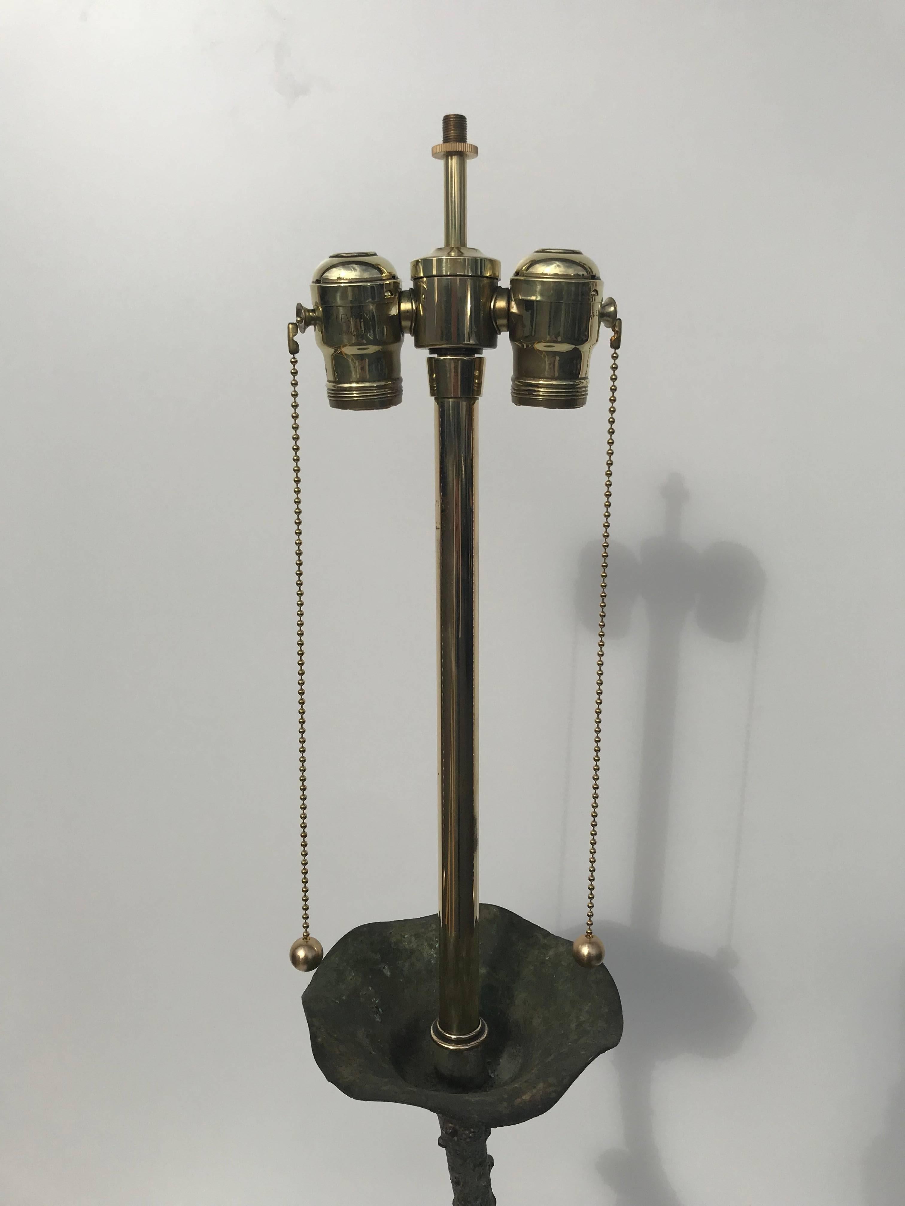 Verdigris Patinated Brass Lotus Lamp by Marbro 1