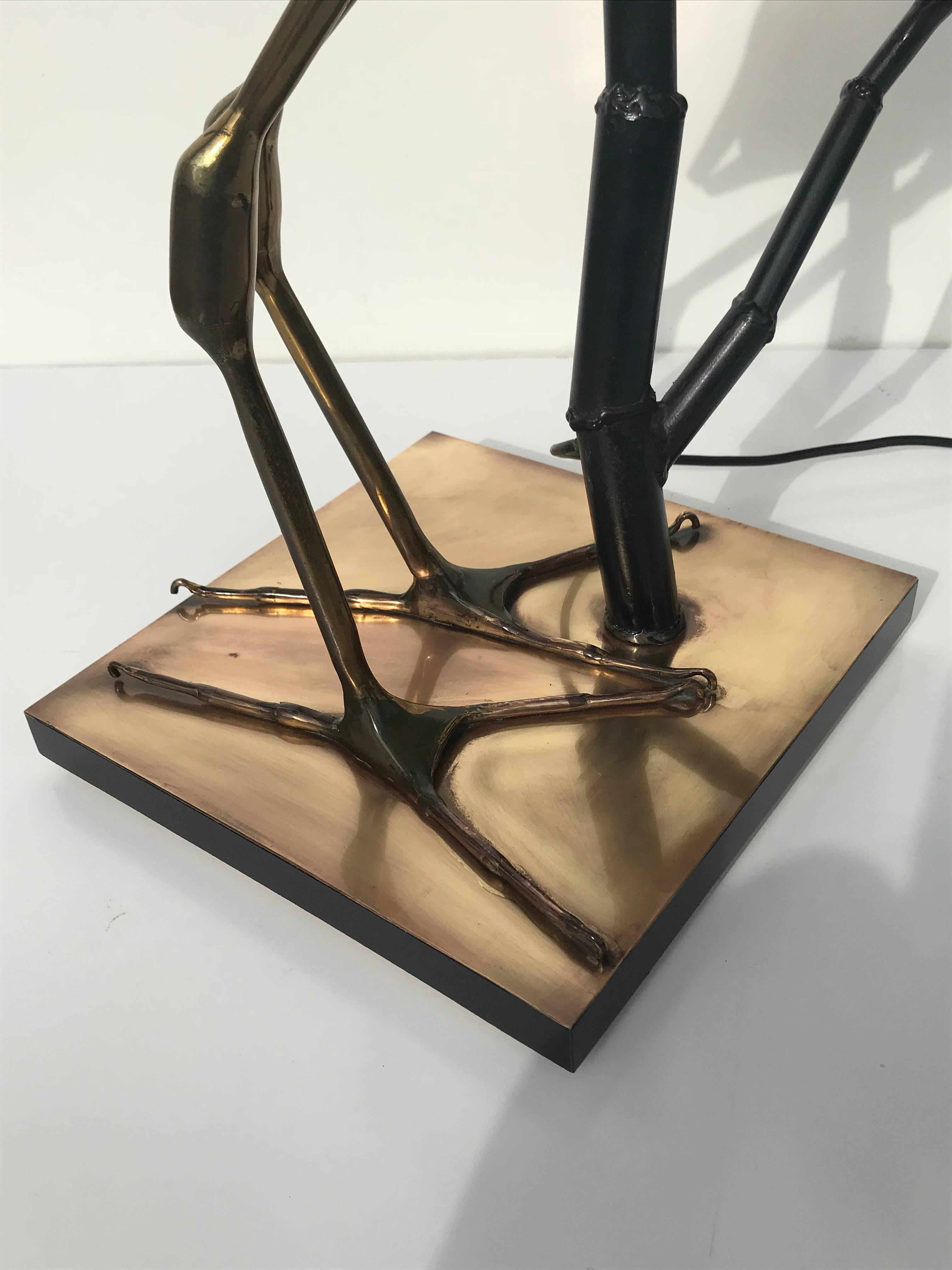 Brass Lotus Floor Lamp by Techoueyres In Excellent Condition In North Hollywood, CA