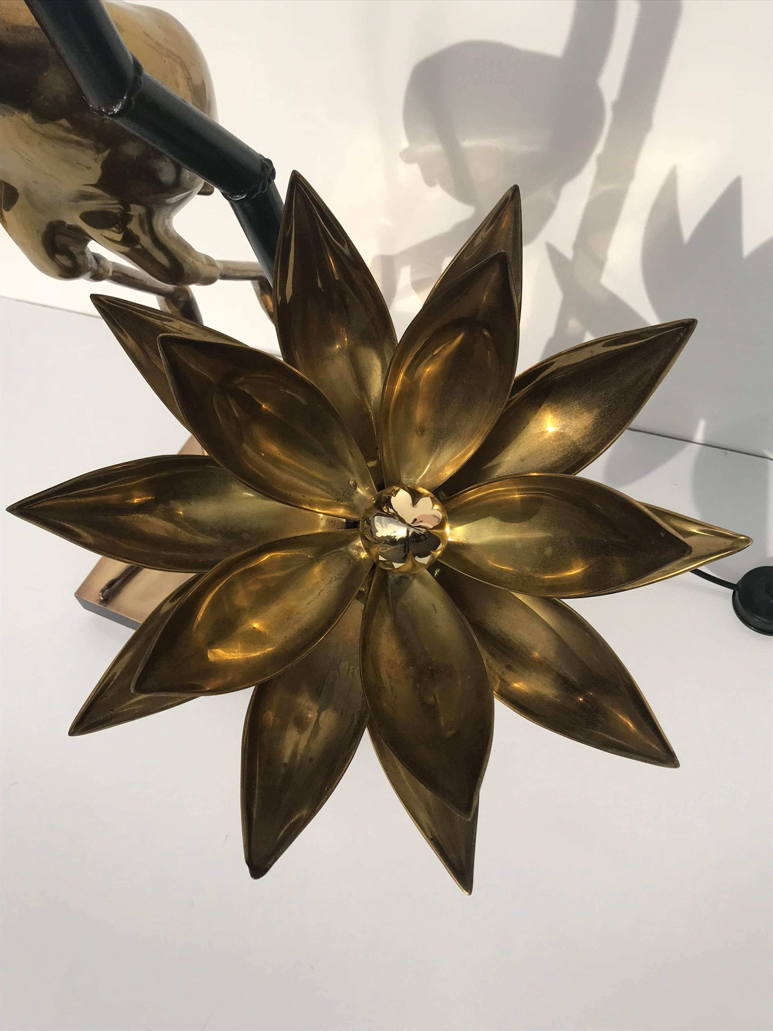 Brass Lotus Floor Lamp by Techoueyres 1