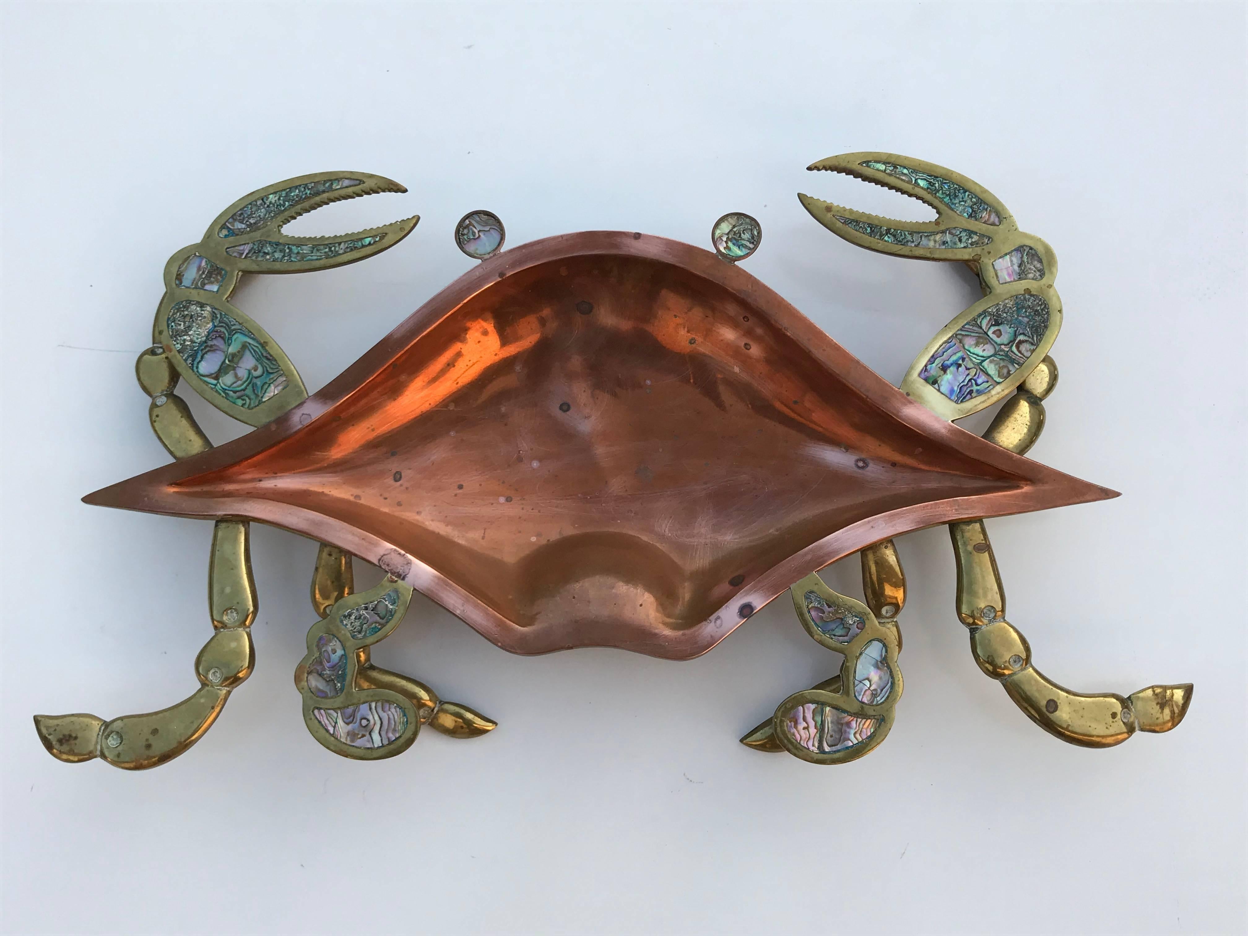 Hollywood Regency Brass Crab Mother and Baby