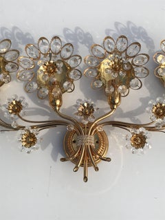 Palwa Crystal and Brass Four-Light Sconce