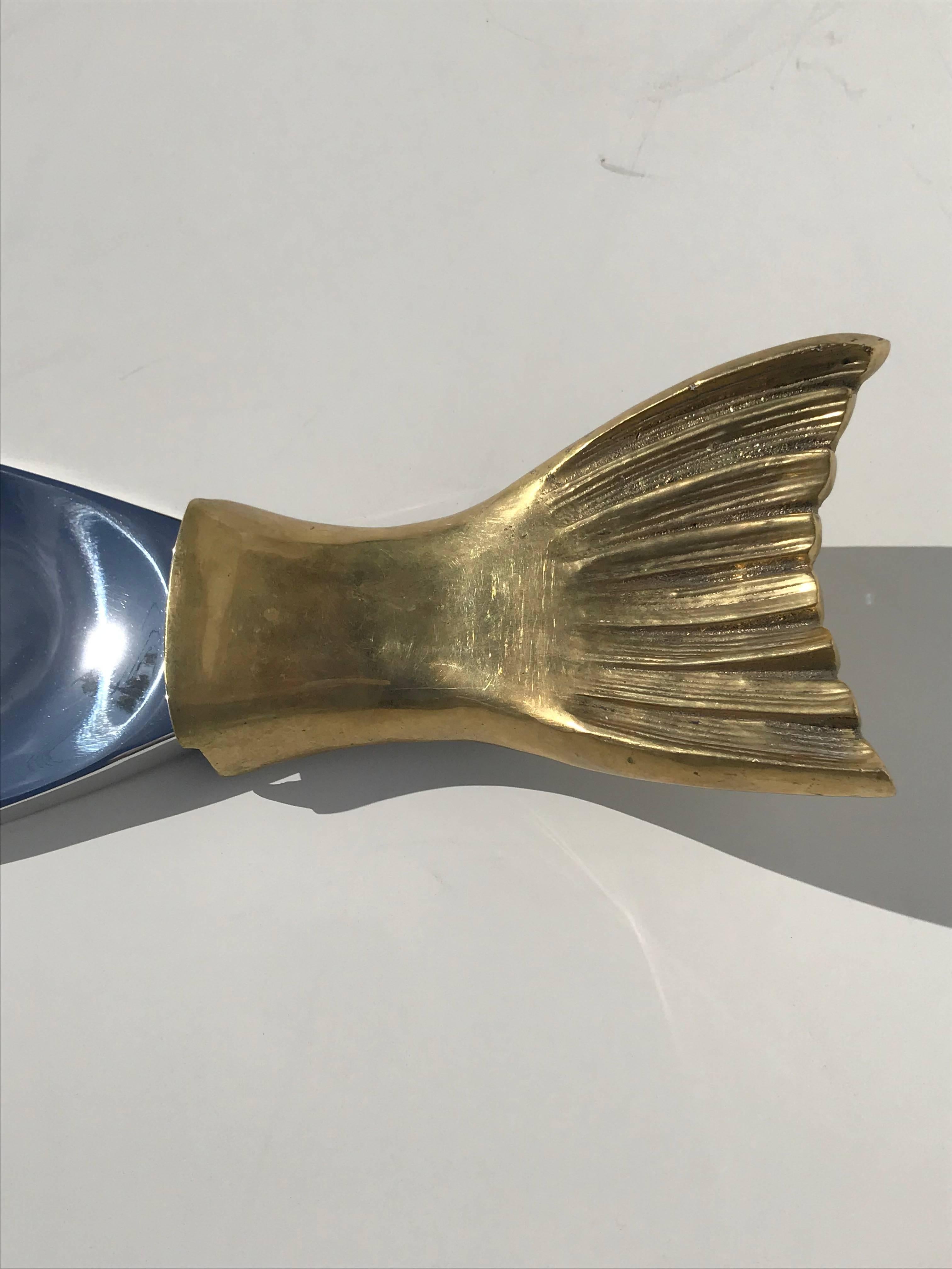 Hollywood Regency Brass Salmon Serving Dish For Sale