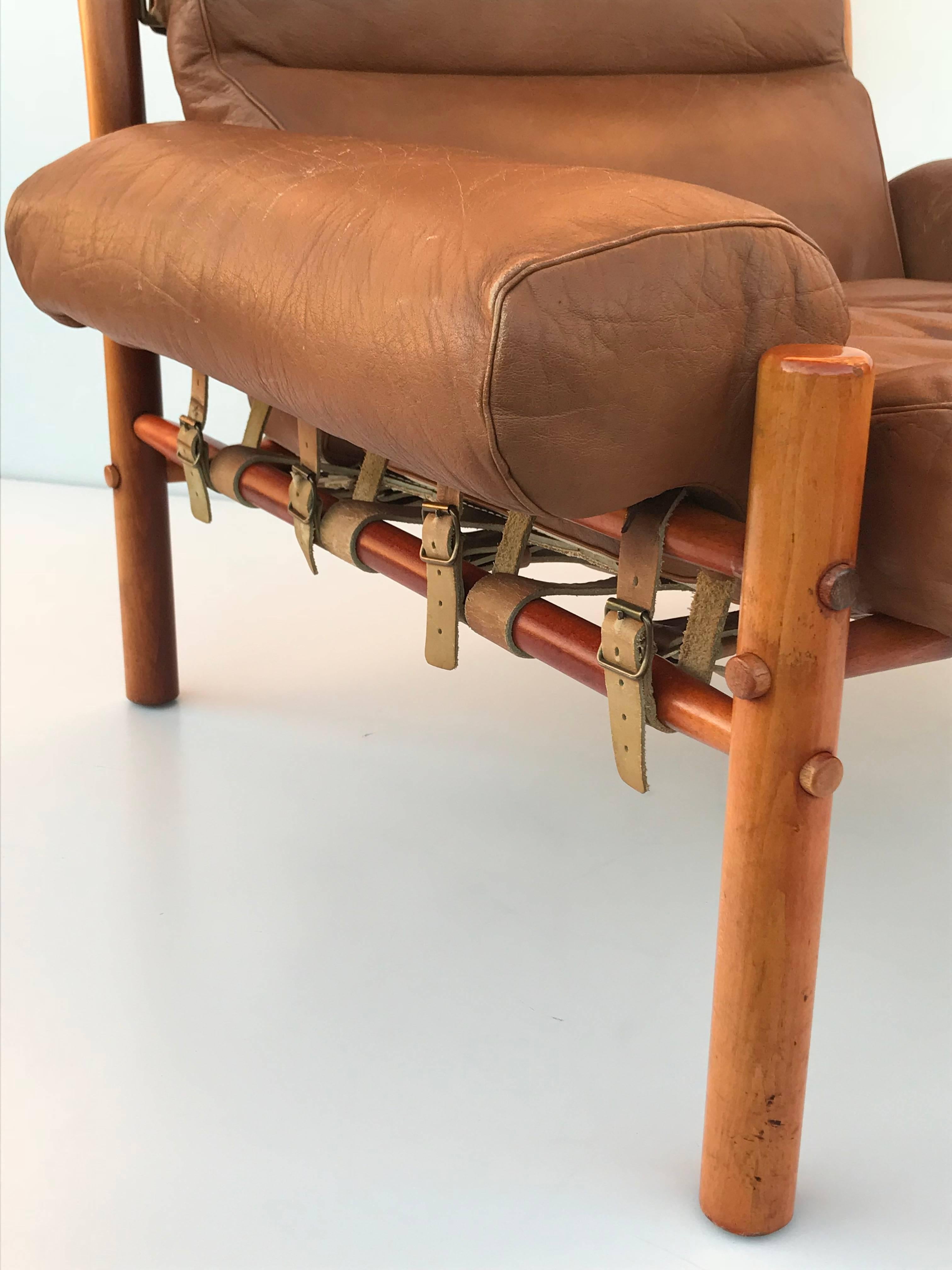 Mid-Century Modern Arne Norell Inca Lounge Chair and Footrest