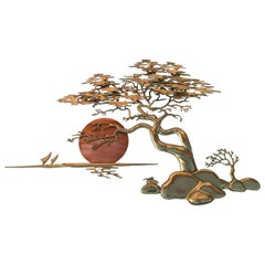 Vintage Brass Bonsai Tree Wall Sculpture by Bijan