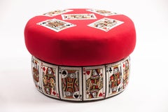 Custom 'Diamond & Baratta' Needlepoint Playing Cards Ottoman