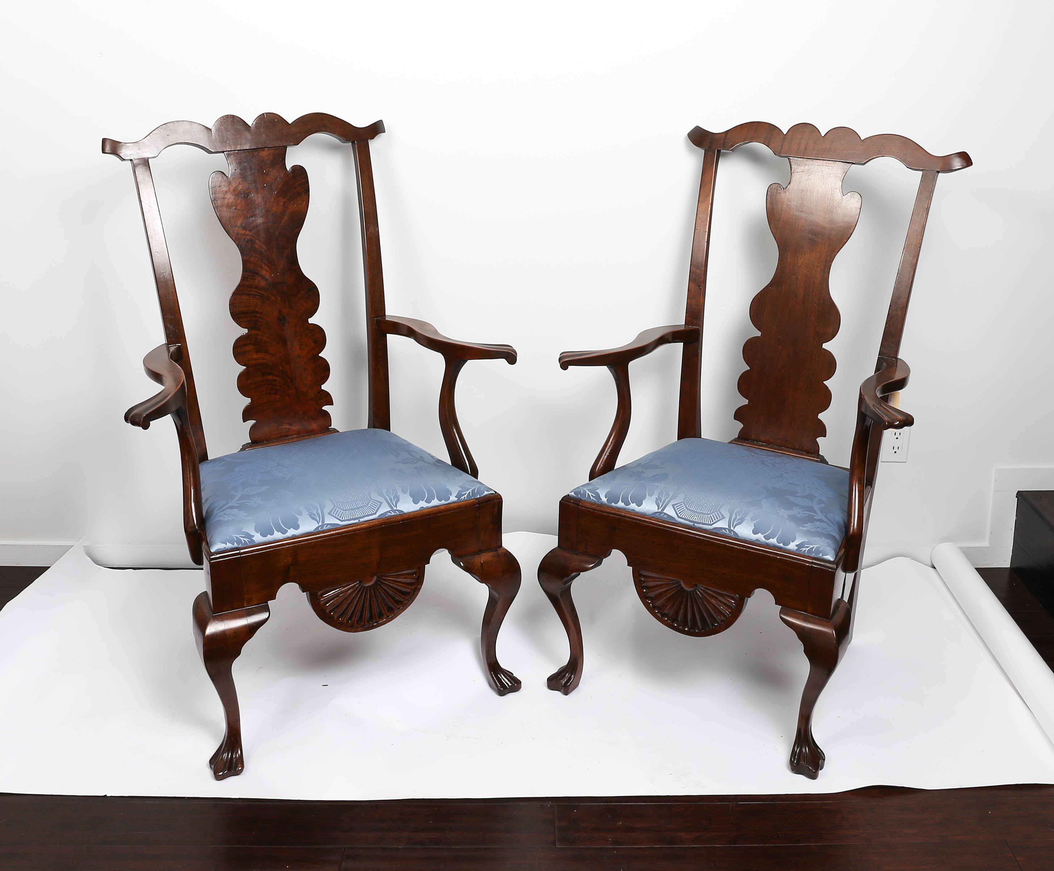 Pair of 18th Century Chippendale Style Mahogany Urn Back Armchairs