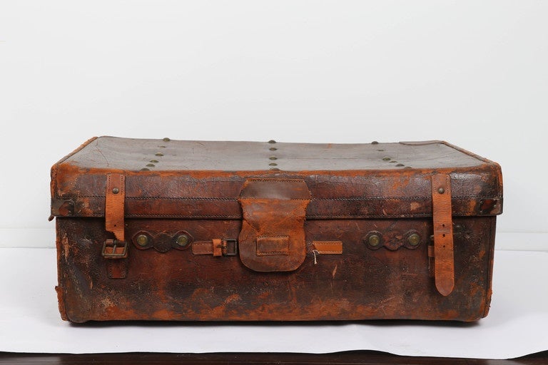 Large vintage leather trunk.