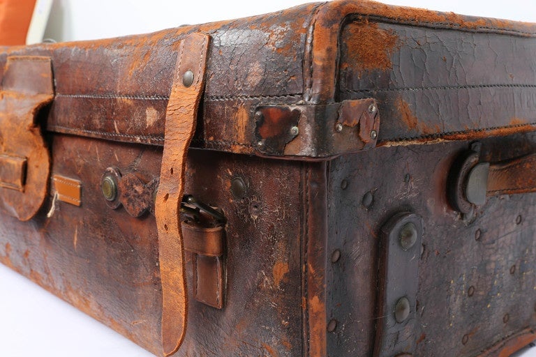 American Vintage Leather Trunk For Sale