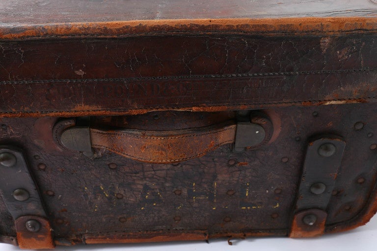 Vintage Leather Trunk In Good Condition For Sale In New York City, NY