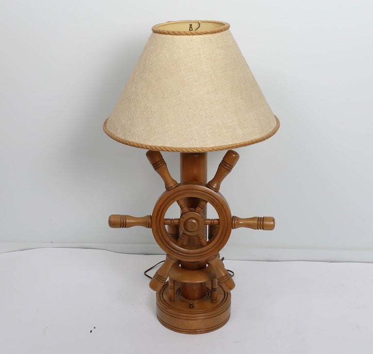 Wood Ship Wheel Nautical Lamp at 1stdibs