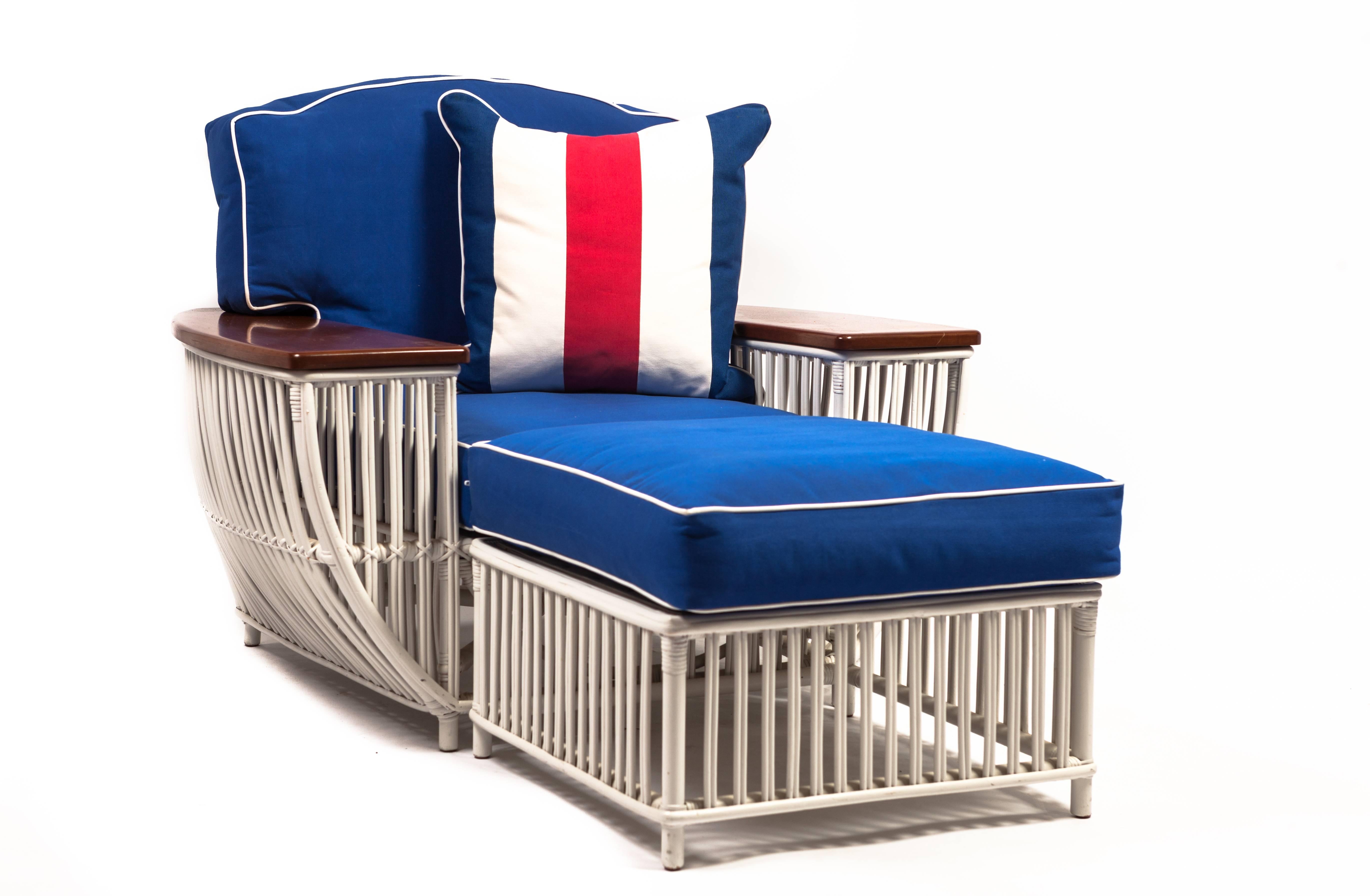 Custom Nine-Piece Bielecky Rattan Suite- One Sofa, Four Armchairs, Four Ottomans 6