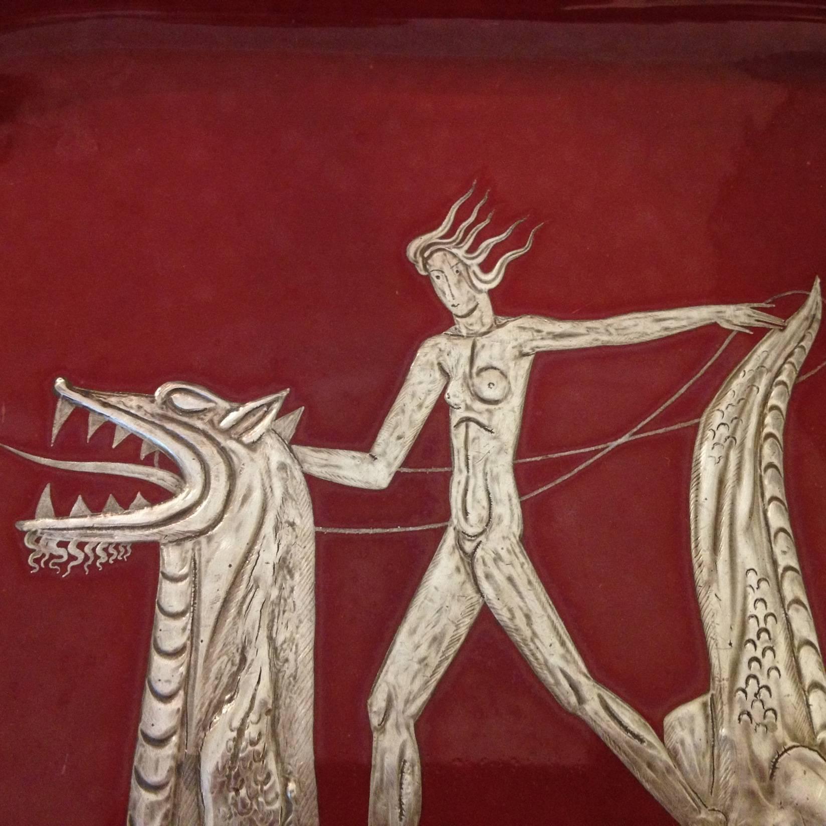Scandinavian Modern Wilhelm Kage Red & Silver 