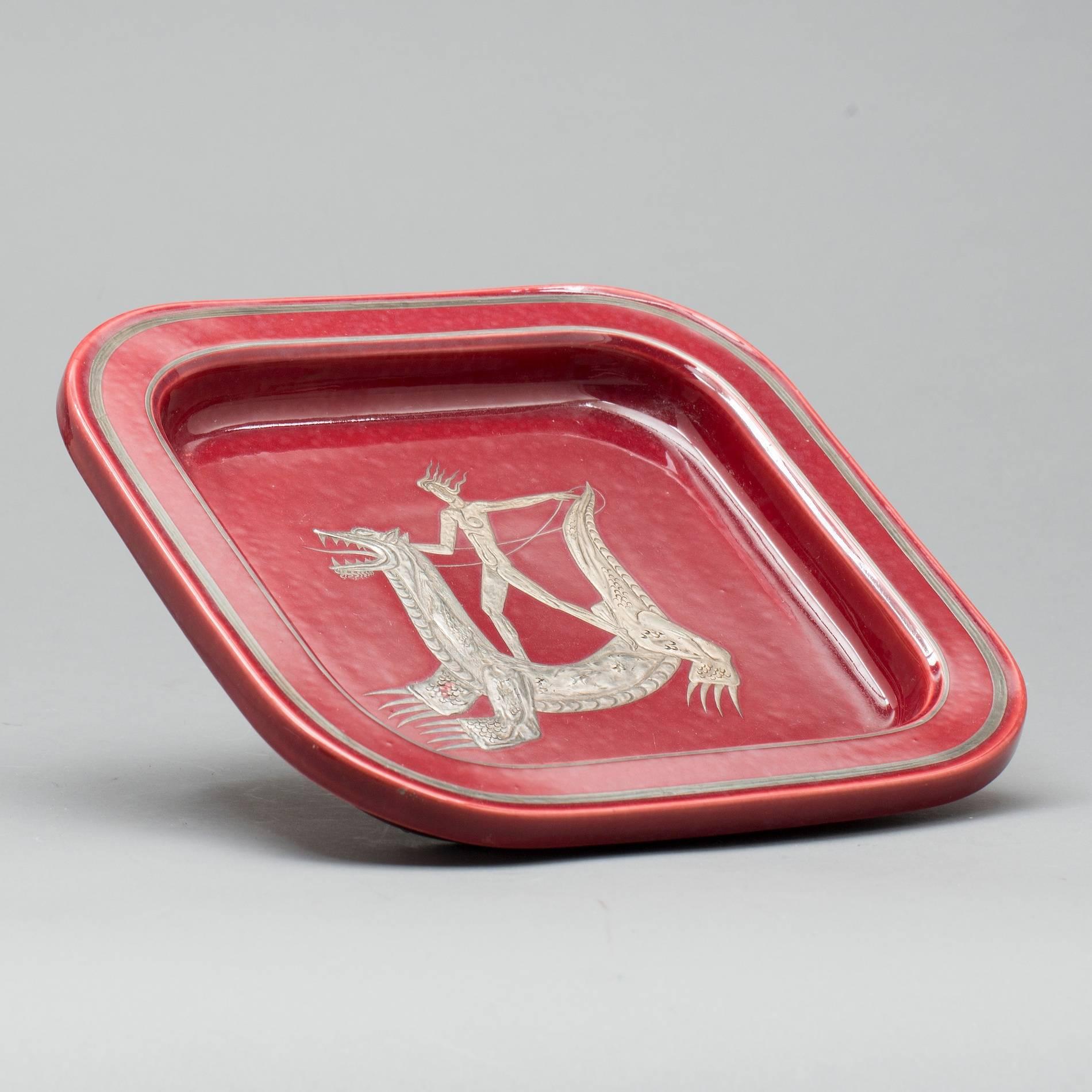 Mid-20th Century Wilhelm Kage Red & Silver 