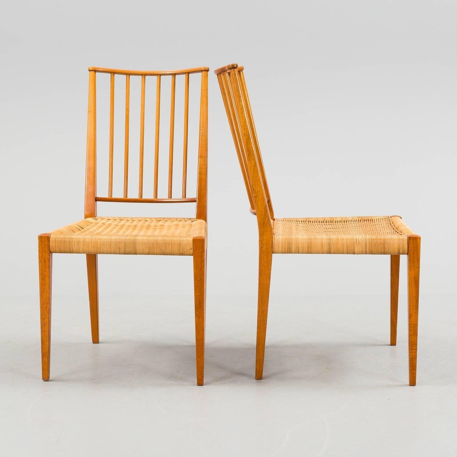 Scandinavian Modern Set of 7 Josef Frank Chairs, Model 970, Svenskt Tenn, Sweden, 1960s For Sale