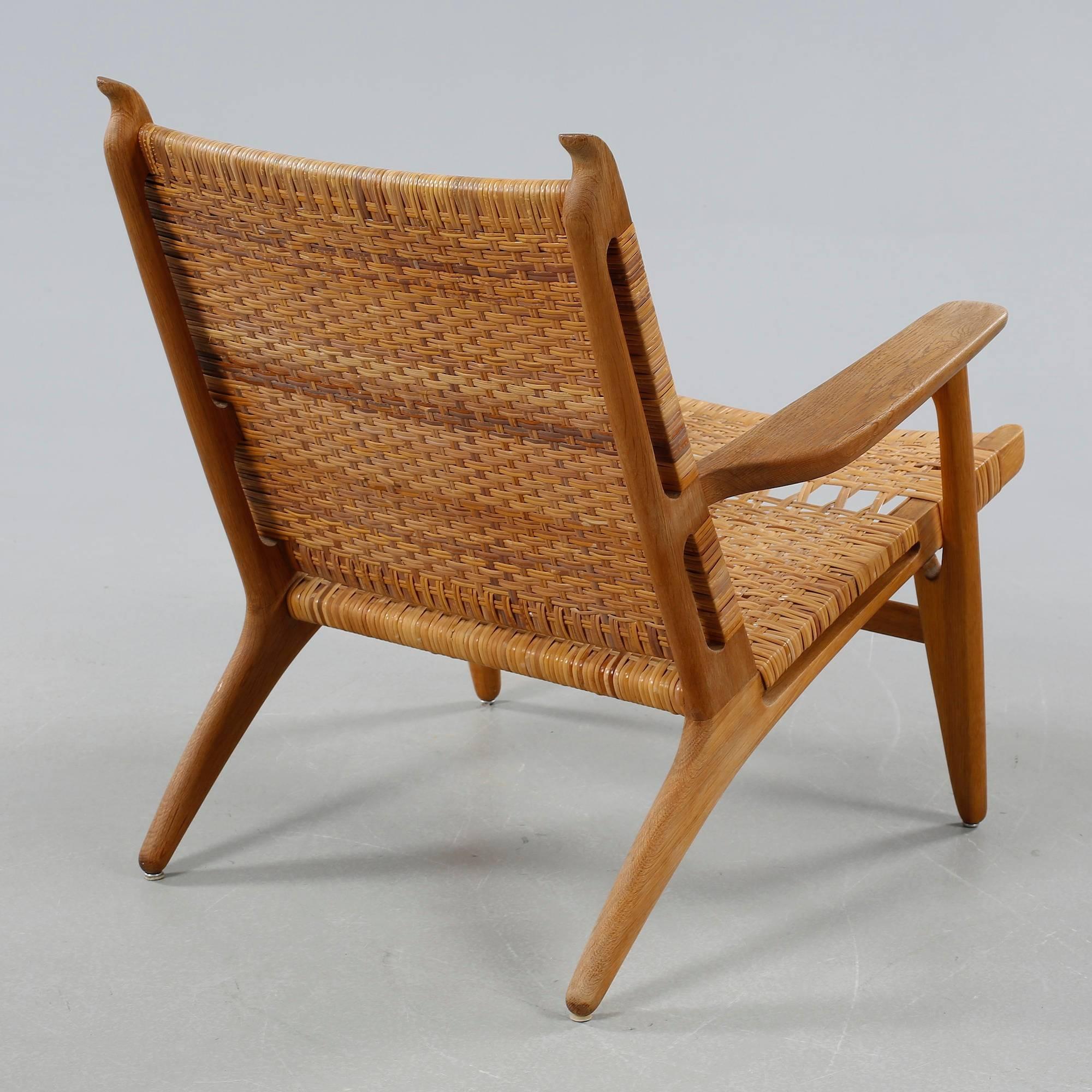 Swedish Hans J. Wegner CH-27 Lounge Chair, Denmark, 1950s For Sale