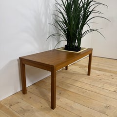 Scandinavian entryway bench with a teak plant holder, 1960s