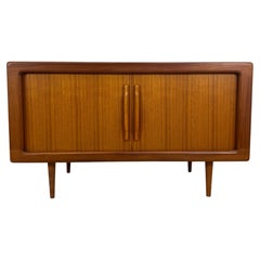 Dyrlund teak sideboard with retractable doors, Denmark, 1961