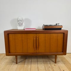 Dyrlund teak sideboard with retractable doors, Denmark, 1961