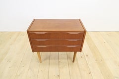 Teak nightstand with three drawers, Denmark, 1960s