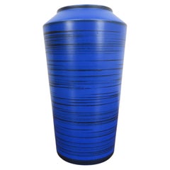 Vase « Mid Century » en céramique bleue et noire, Danemark, années 60