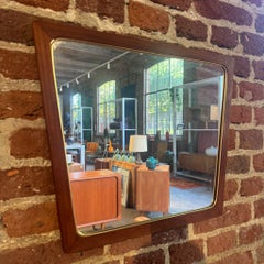 Trapezoidal mirror with a teak frame, Denmark, 1960s