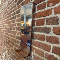 Irregular teak mirror with shelf, Denmark, 1960s