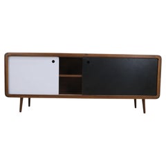 Teak sideboard with sliding doors, Denmark, 1960s