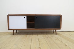 Teak sideboard with sliding doors, Denmark, 1960s