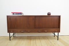 Teak sideboard with sliding doors and drawers, Denmark, 1960s