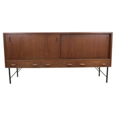 Teak sideboard with sliding doors and drawers, Denmark, 1960s