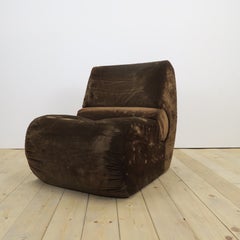 Fauteuil de salon italien en velours marron, années 70