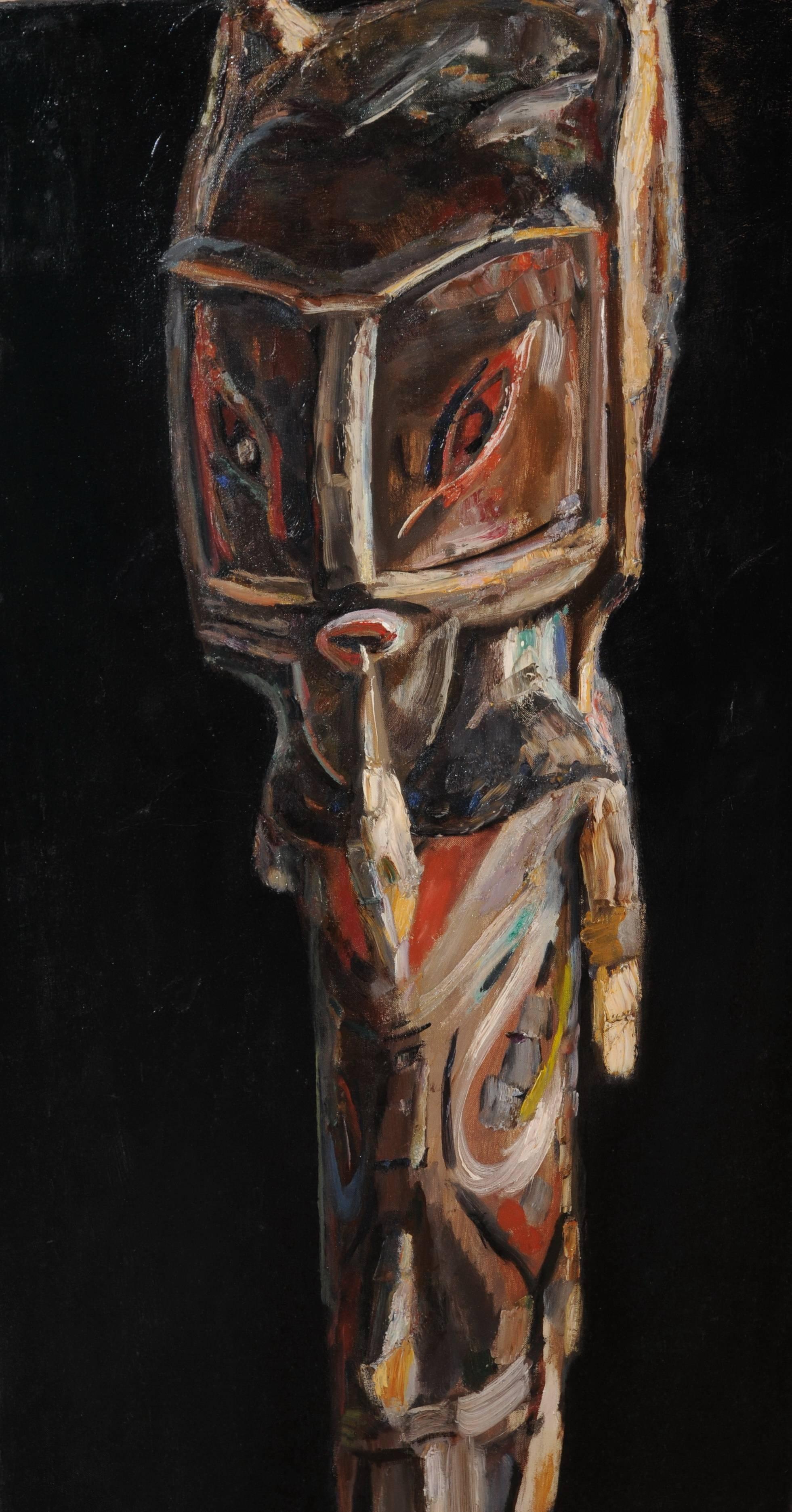 A Malagan statue from Papua New Guinea
There is a closly related painting known depicting the same statue within a still-life also painted by Jan Sluijters circa 1935.

Sluijters was a leading pioneer of various post-impressionist movements in The