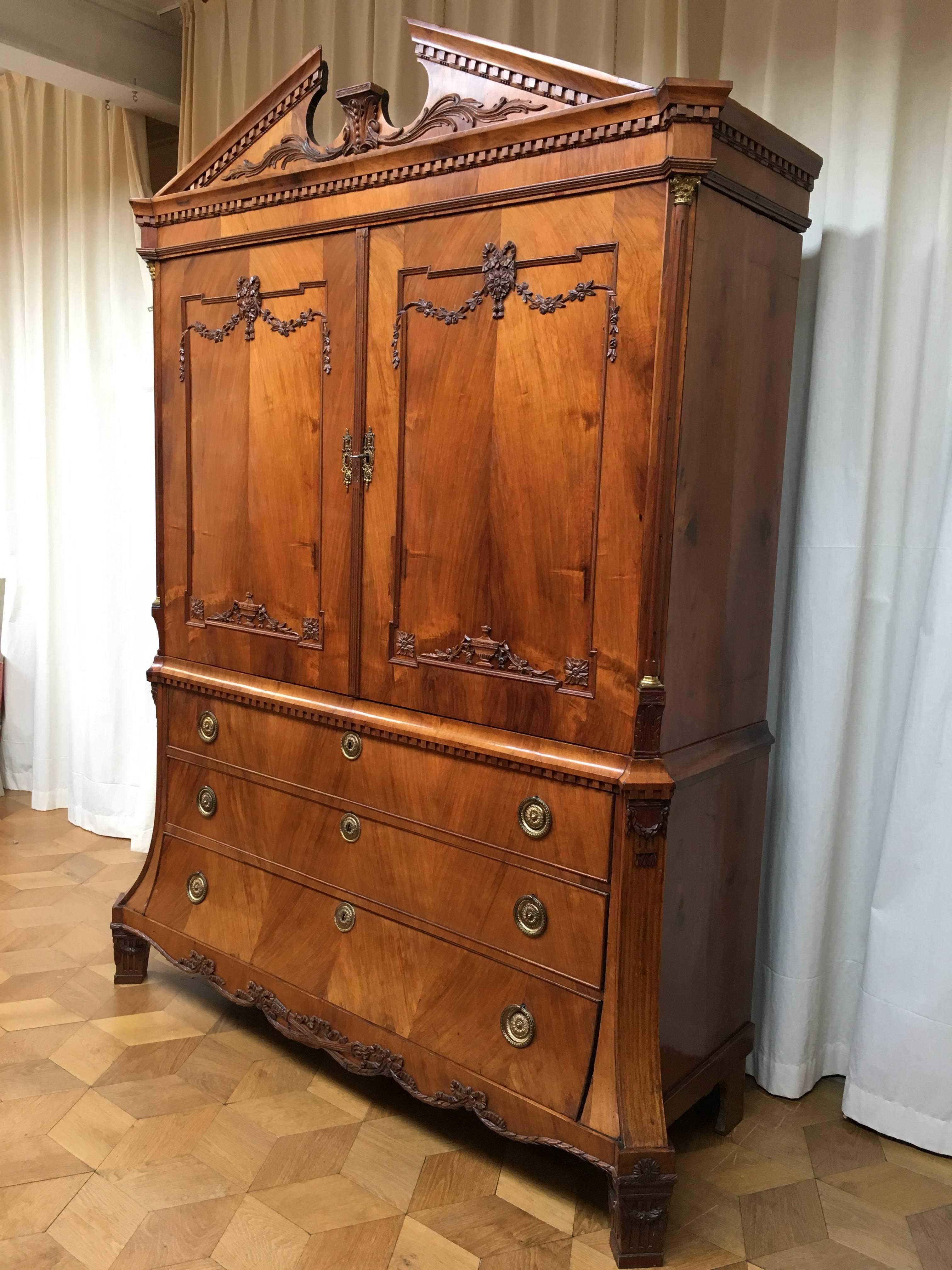 Veneer Dutch Louis XVI Cabinet For Sale