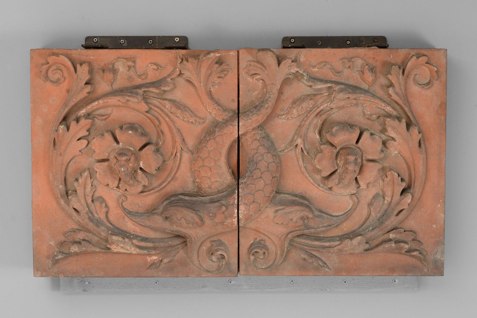 Decorative two part panel of stylised panel in brick. Circa 1890

H 52cm x W 95cm x D 17cm