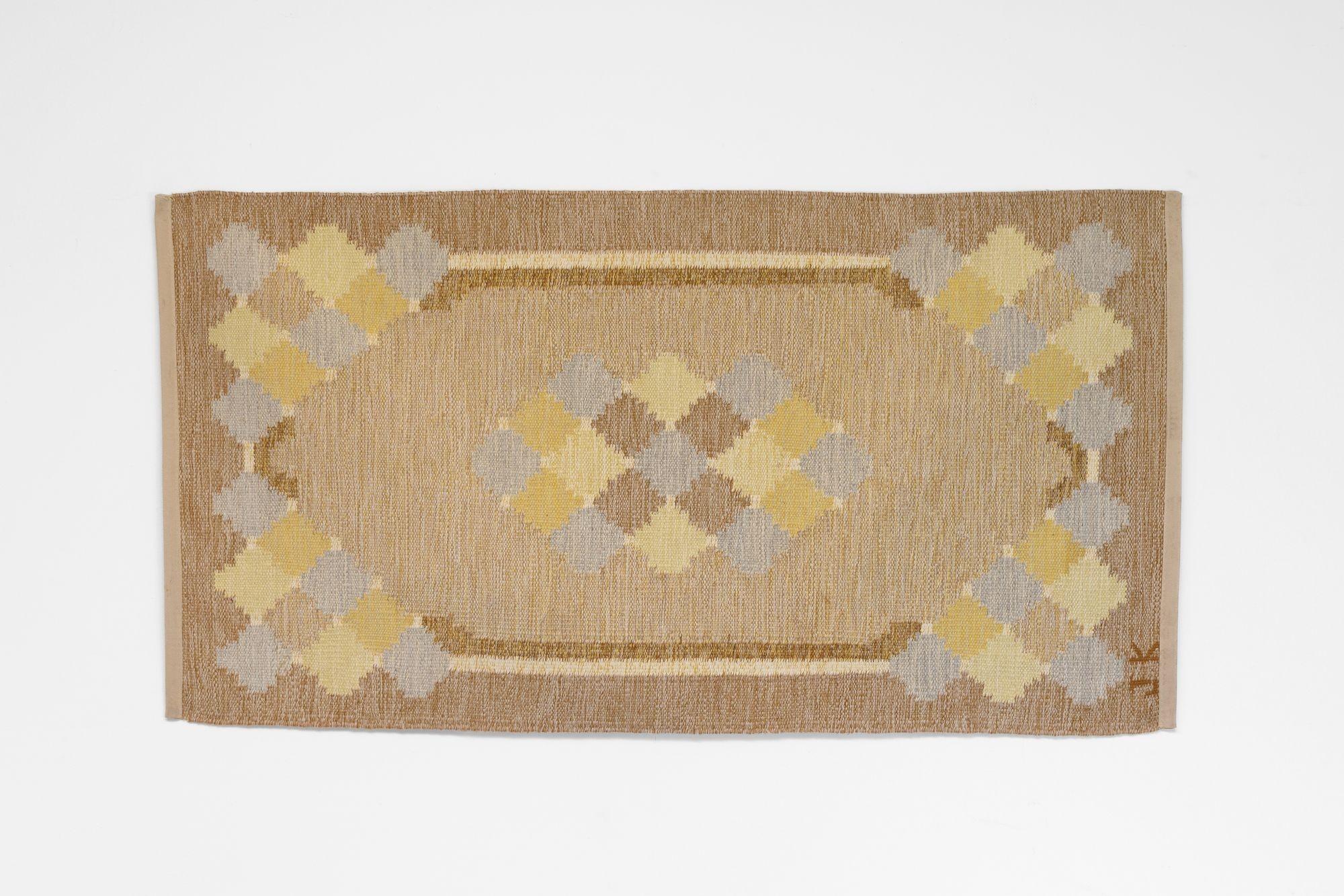 Metà XX secolo Kilim svedese di metà secolo firmato JK in vendita