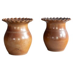 Pair of Large Salt Glazed Pots