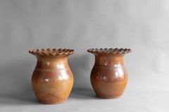 Pair of Large Salt Glazed Pots