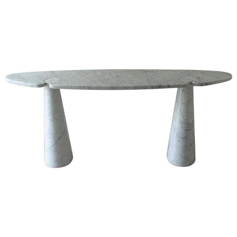 Carrara Marble Console Table Model 'Eros' Designed by Angelo Mangiarotti