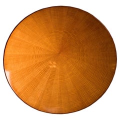 Table basse française de style mi-siècle moderne en sycomore tressé
