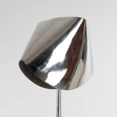 Polished Metal Floor Lamp by Philippe Hiquilly, Signed PH