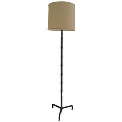 Art Deco Stitched Leather Floor Lamp Attributed to Jacques Adnet