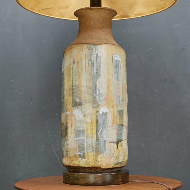 mid century pottery lamp