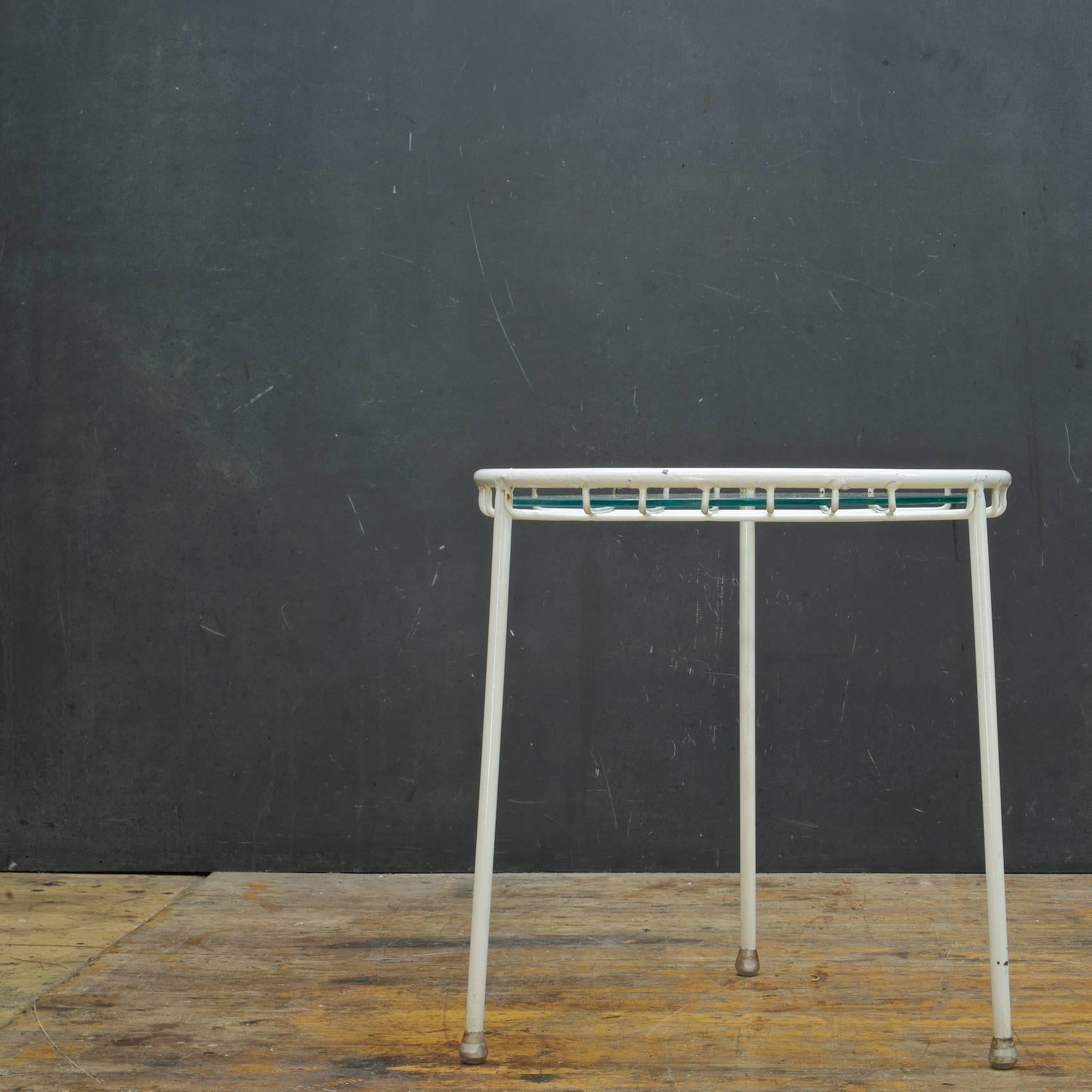 Enameled 1950s Rare George Nelson Associates Arbuck Table Stool Wire Grid Iron Patio