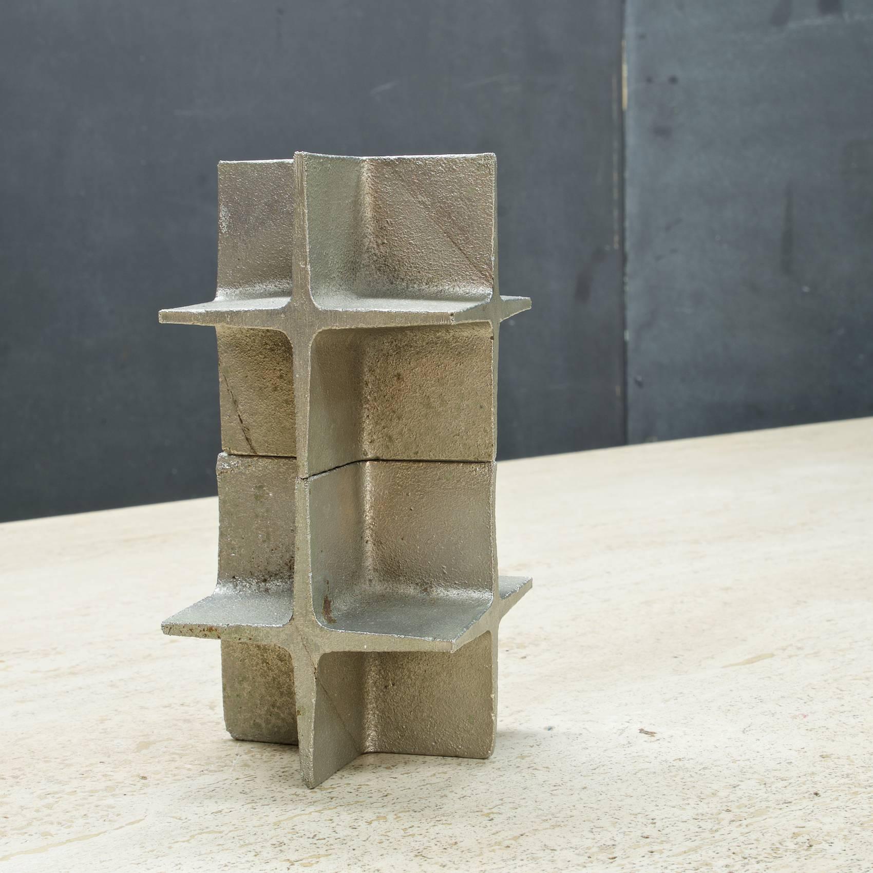 Cast Carl Auböck Designed 1960s Brutalist Crossed Cube Bookends Statuettes