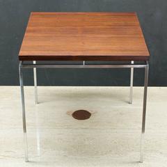 Minimalist Chromed Steel and Rosewood Side Table